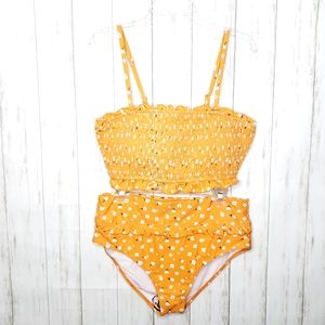 Orange Floral Two Piece Bathing Suit Sz XL